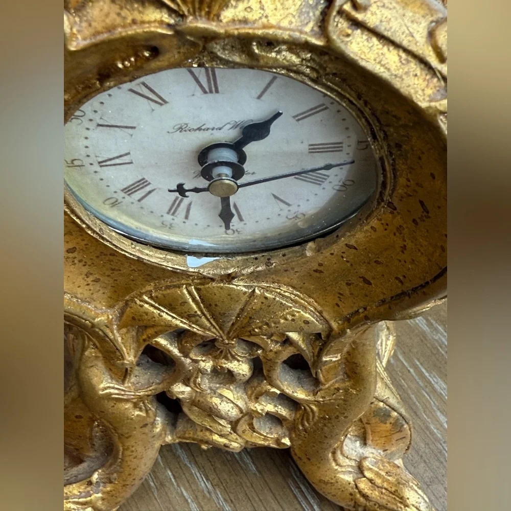 Richard Ward Winchester Gold finish Ornate Fish Design mantle Clock